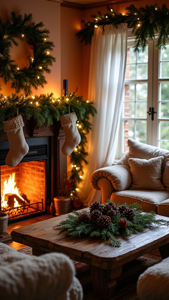natural decor with pinecones