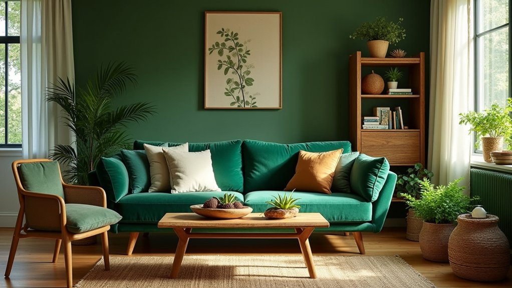 24 Cozy Green Living Room Ideas Inspired by Nature nature inspired cozy interiors