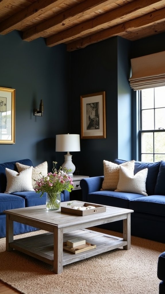 navy accents enhance farmhouse decor