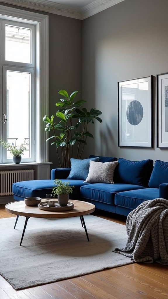 navy accents enhance minimalism