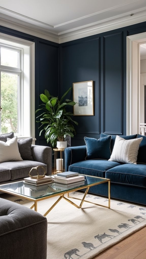 navy accents unify spaces