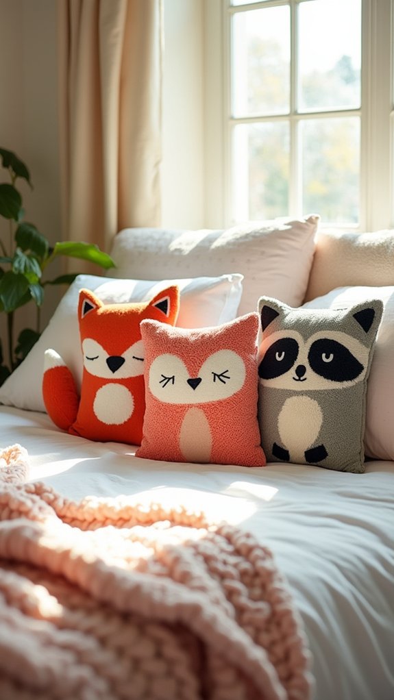 playful whimsical animal pillows