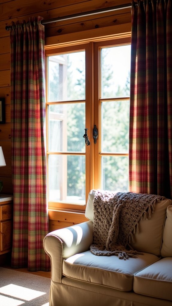 rustic plaid cozy curtains