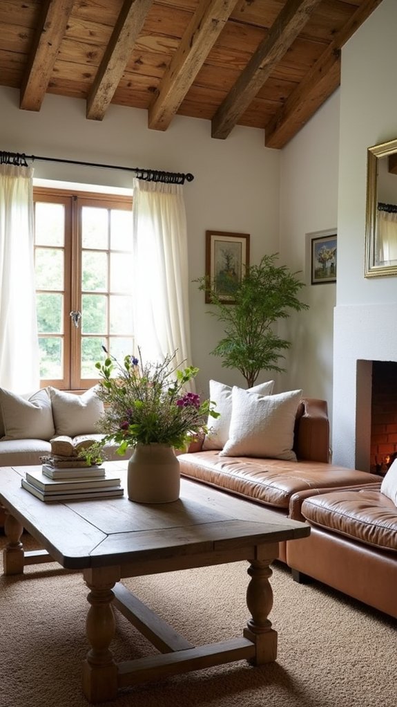 rustic wood and textiles