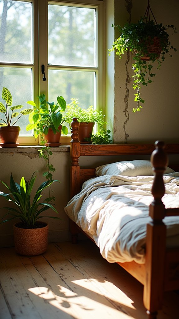 serene greenery enhances bedroom