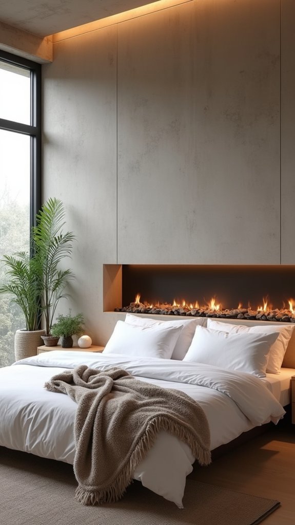 sleek fireplace enhances minimalism