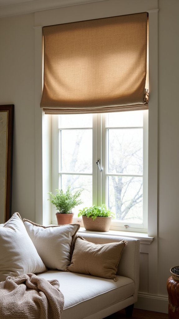 sleek roman shades enhance decor