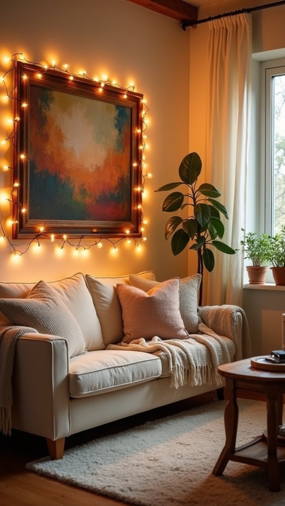 string lights enhance artwork