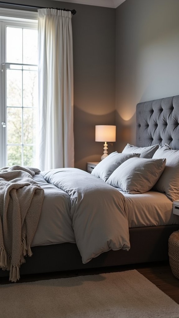 stylish grey headboard focal point