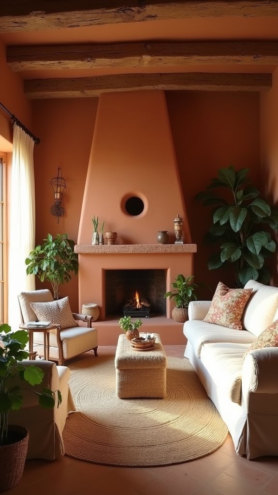 terracotta fireplace enhances warmth