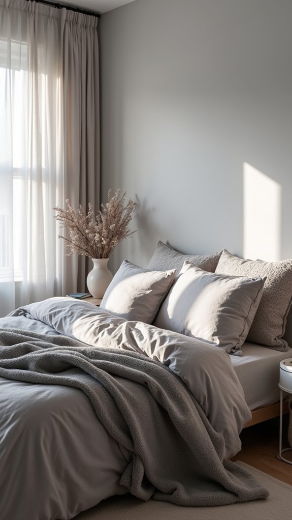 textured grey bedding ensemble