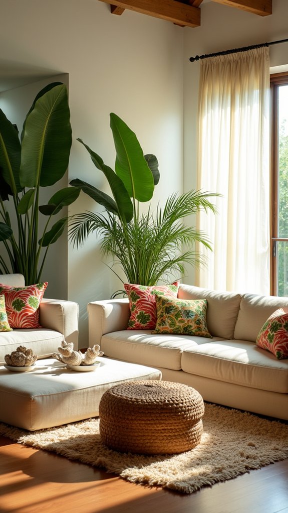 tropical living room oasis