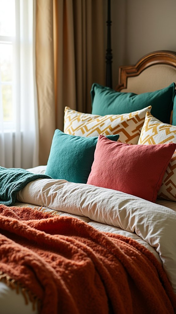 vibrant color blocking bedding