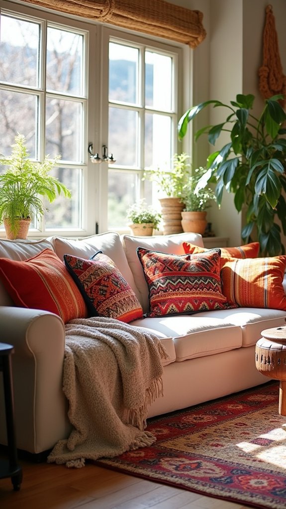 vibrant colorful decorative pillows