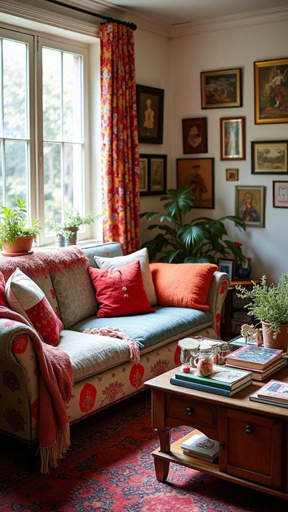 vibrant curtains enhance atmosphere