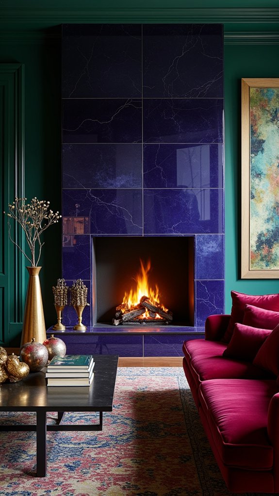 vibrant jewel tone fireplaces