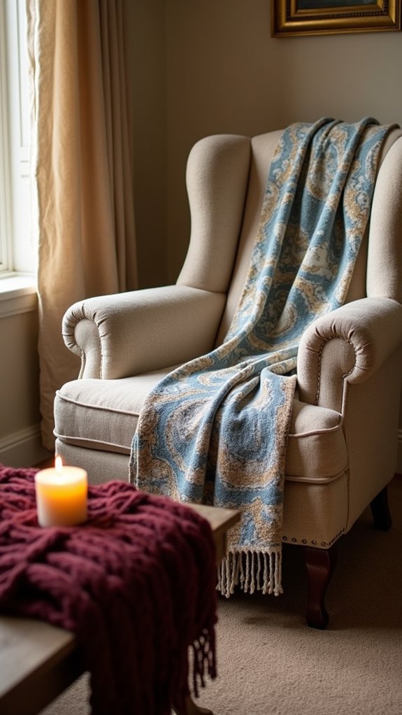 vibrant patterned throws transform space