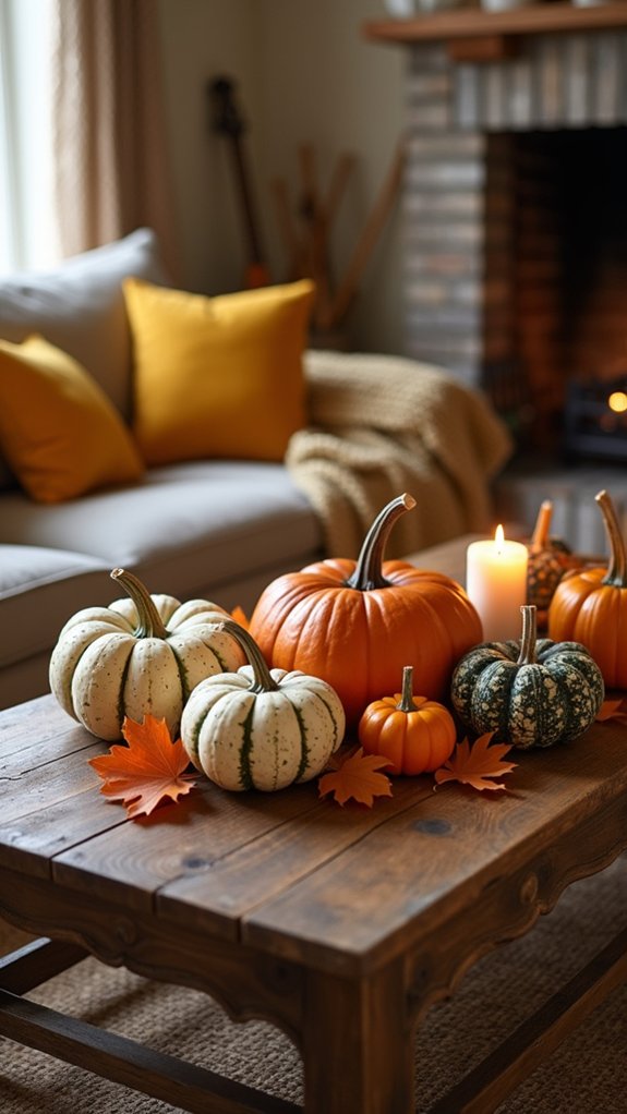 vibrant pumpkin display arrangement