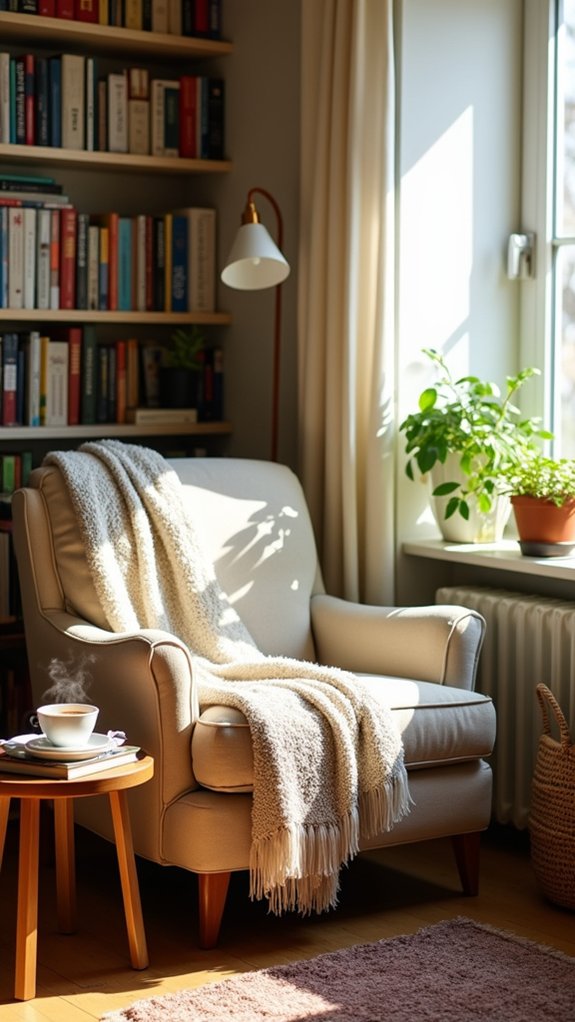vintage library reading nook