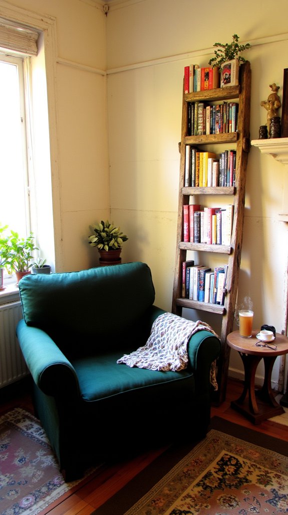 antique ladder book display
