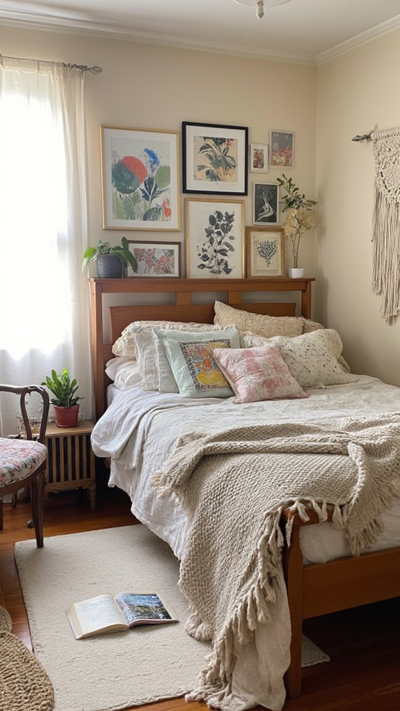 artistic gallery wall headboard