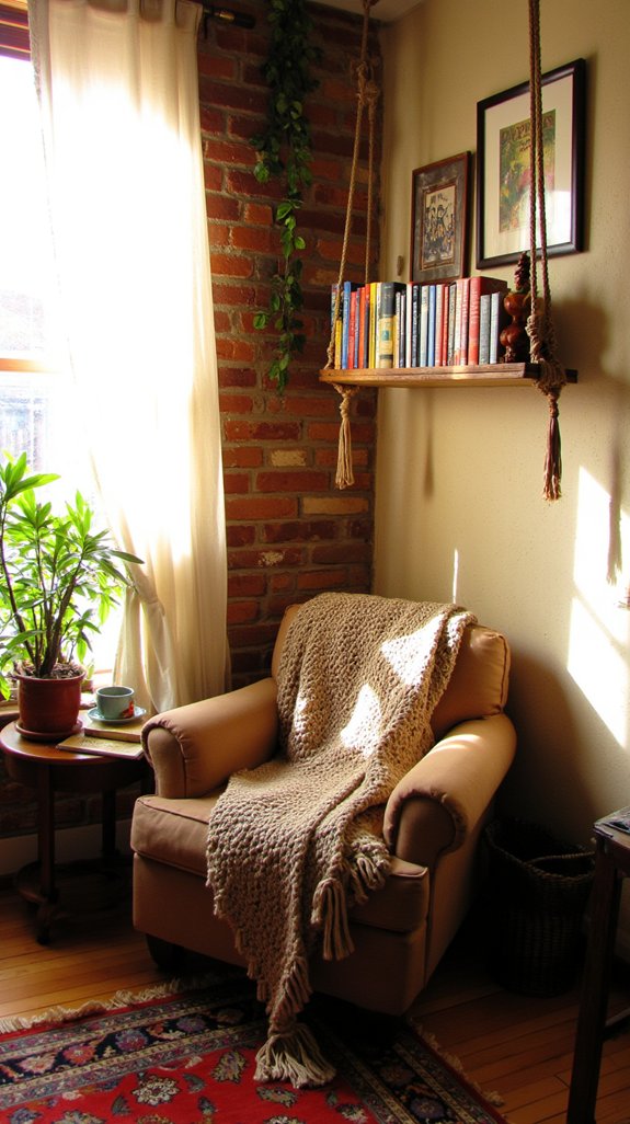 boho macrame shelves display