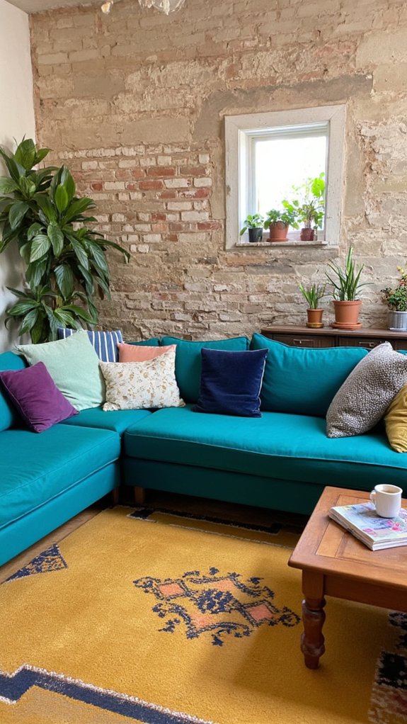 bold colors enhance basement