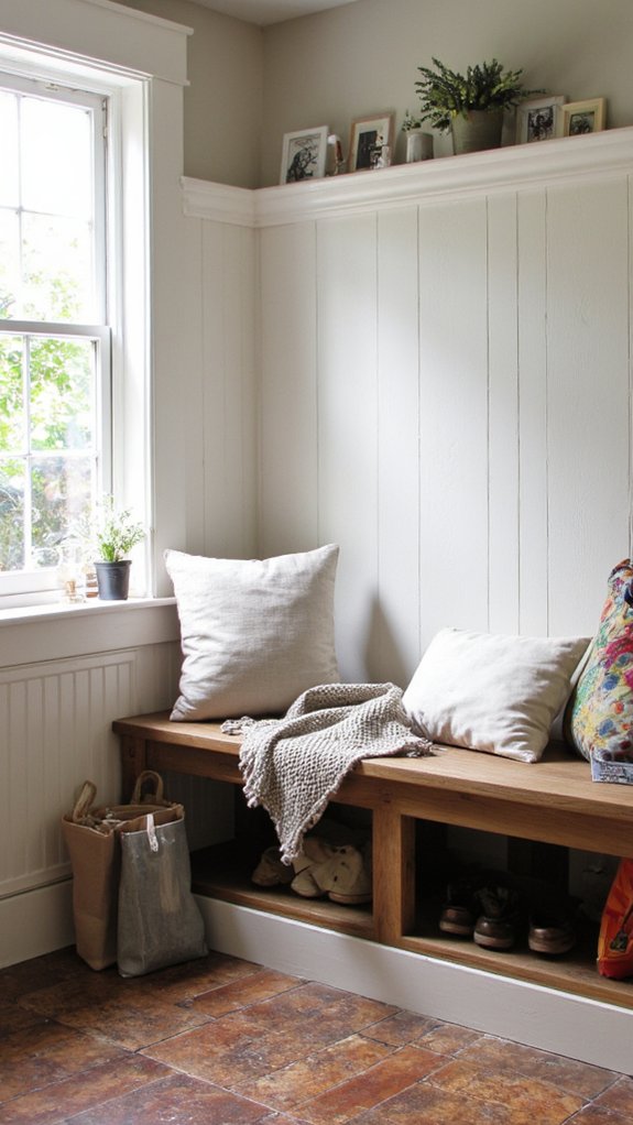 built in benches with storage