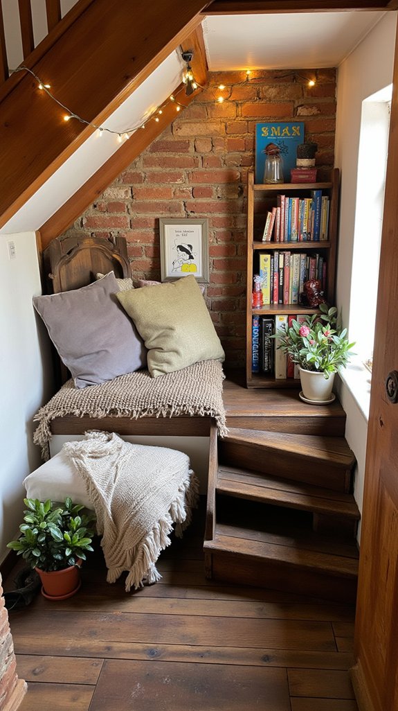 charming under stairs reading nook