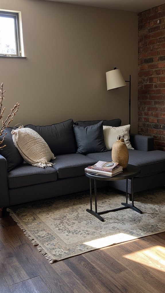 chic monochromatic basement elegance