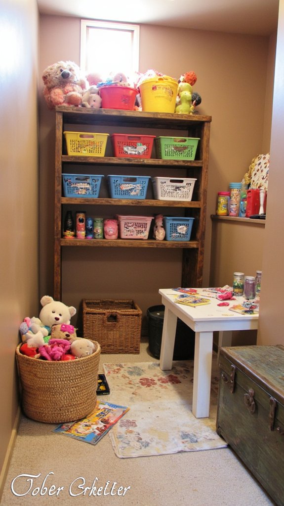 colorful bins for organization