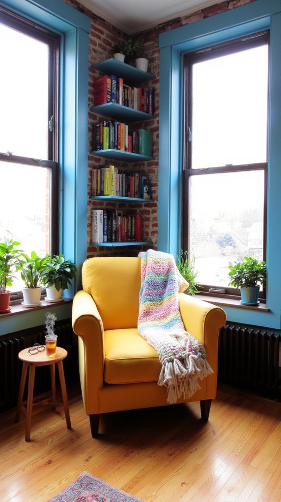 colorful imaginative reading nook