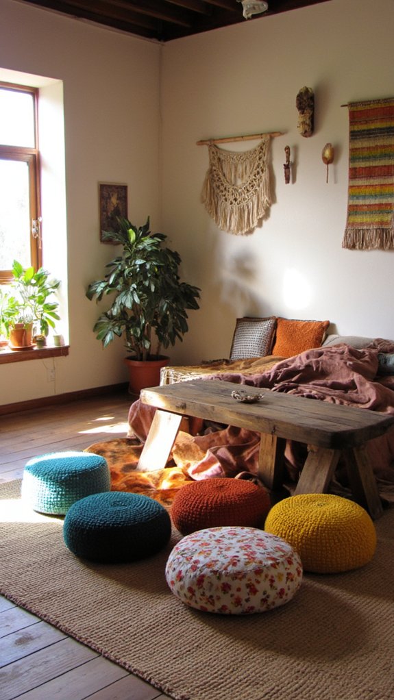 colorful poufs for comfort