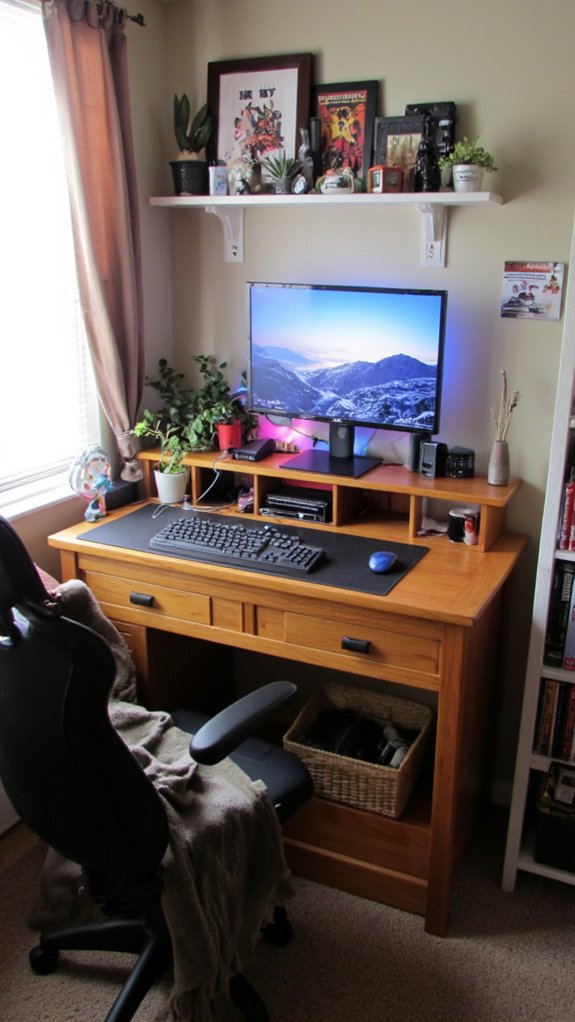 compact gaming desks organized