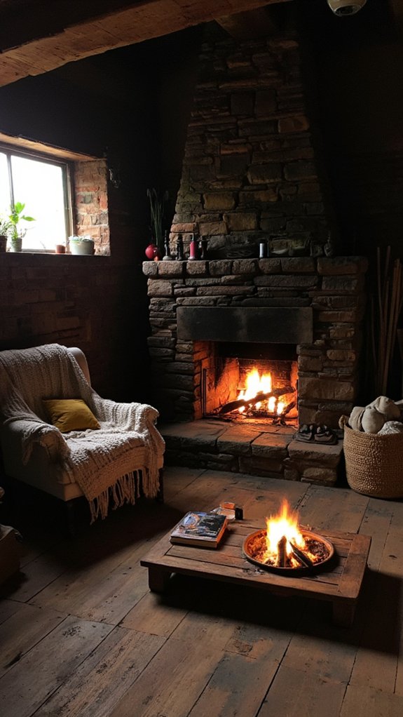 cozy ambiance with fire
