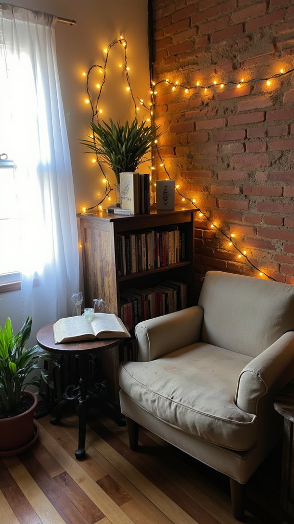 cozy atmosphere with string lights