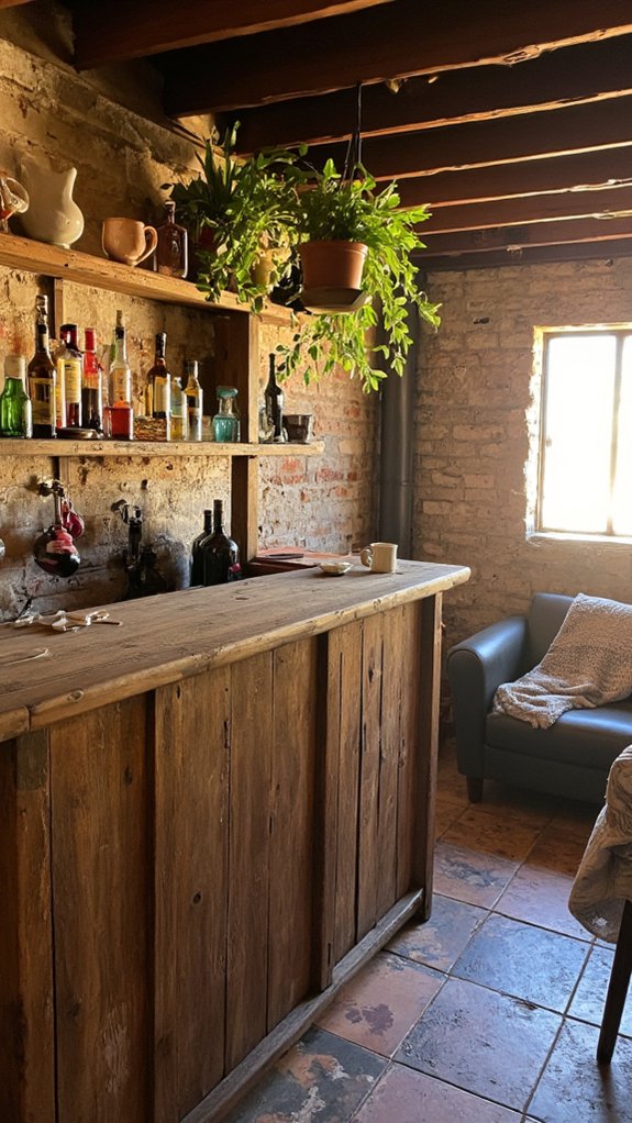 cozy basement bar setup