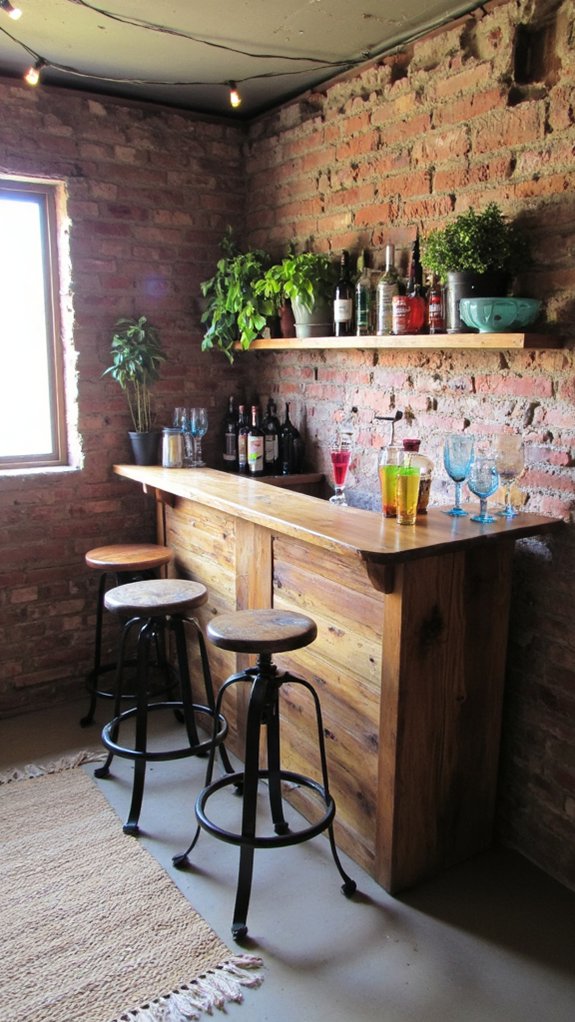 cozy basement mini bar