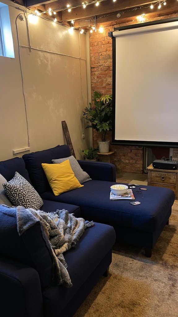 cozy basement movie room