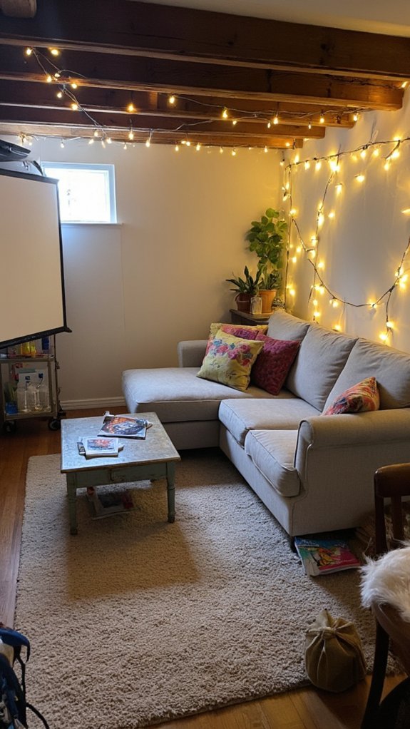 cozy basement movie theater