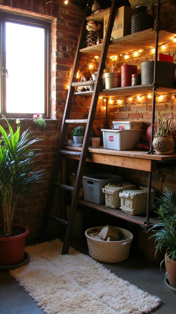 cozy basement soft lighting