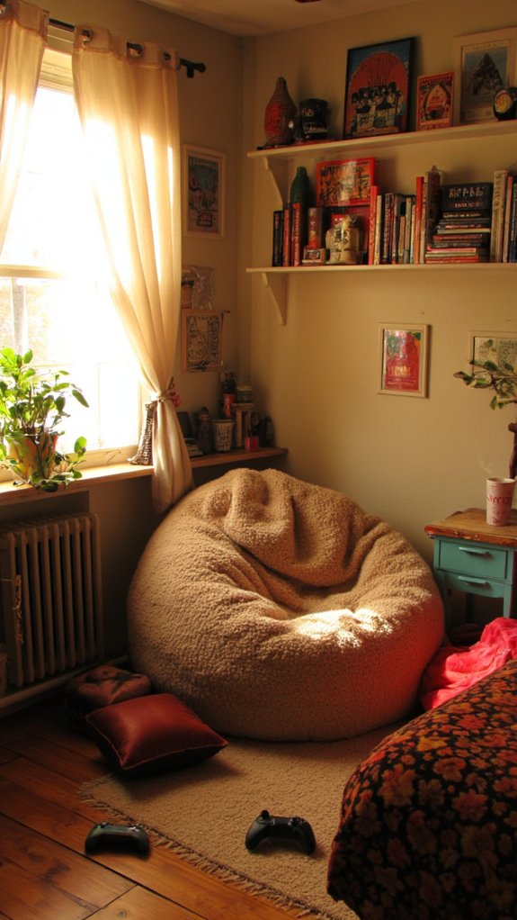 cozy bean bag gaming nook