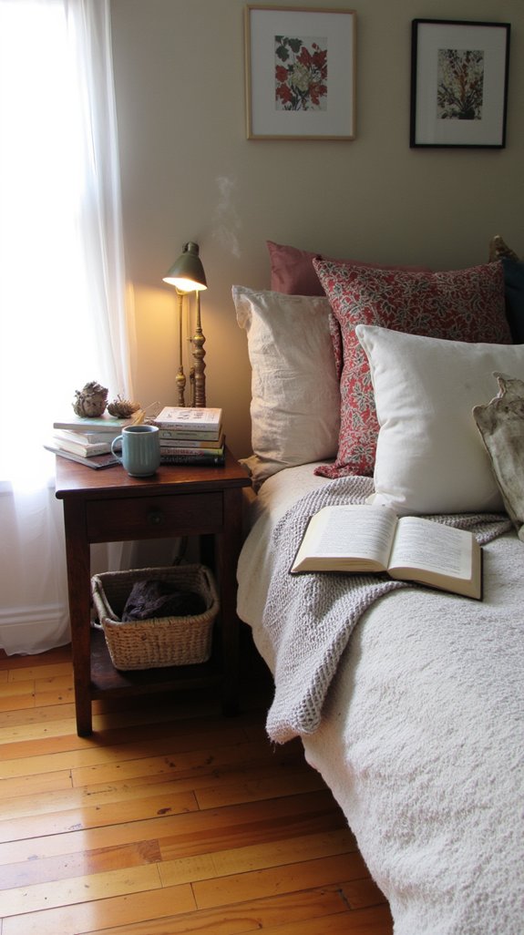cozy bedside reading nook