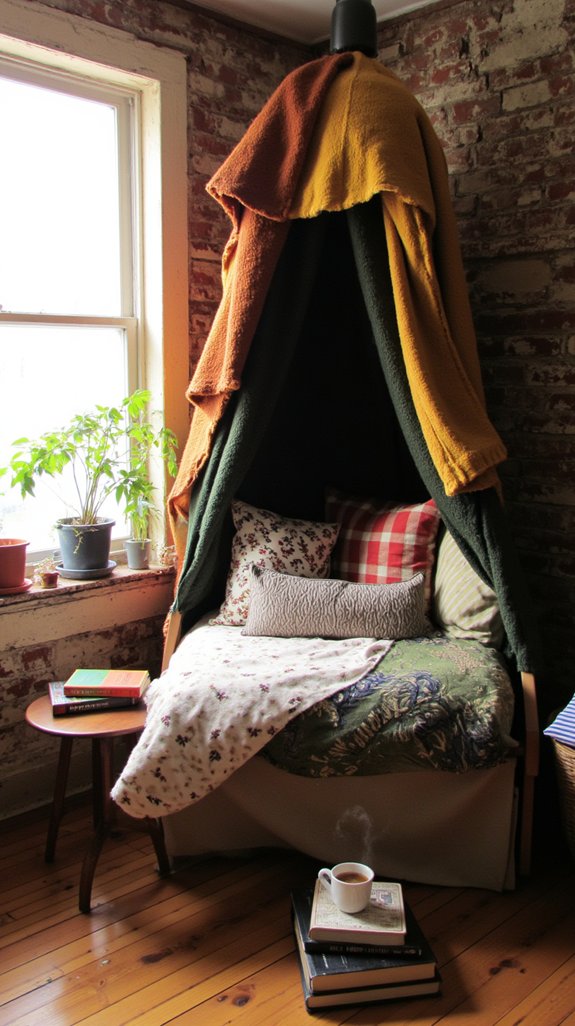 cozy blanket reading nook