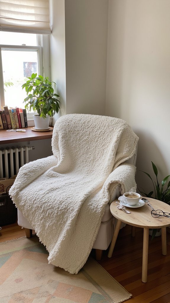 cozy blanket reading nook