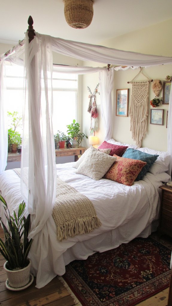 cozy bohemian canopy bed