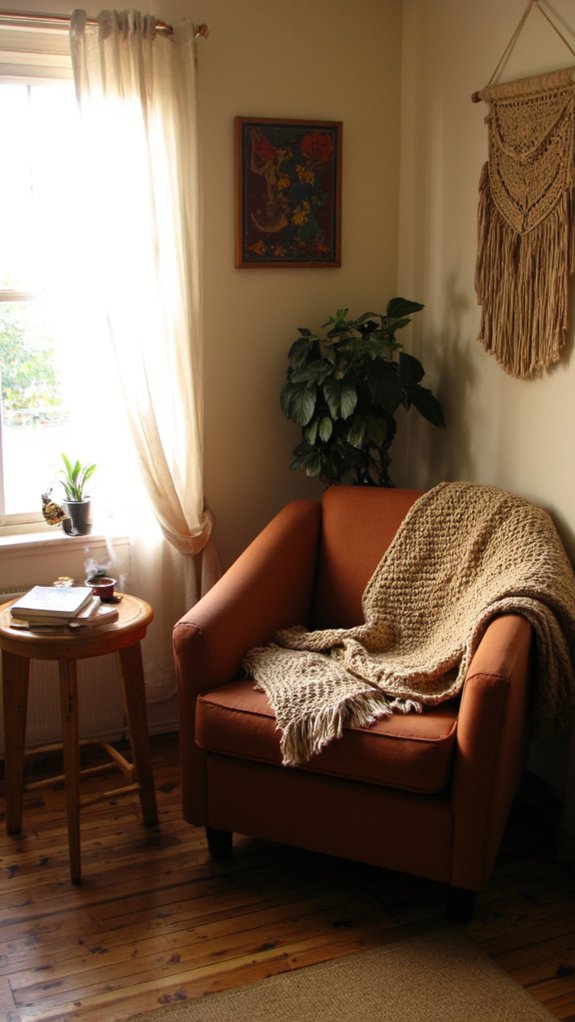 cozy boho reading nook