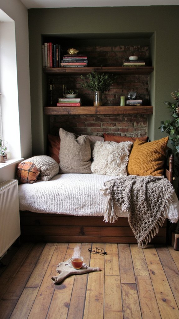 cozy built in daybed nook