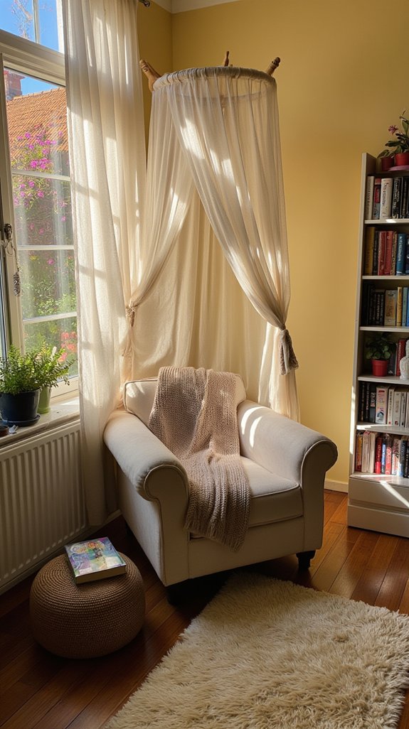 cozy canopy with drapes