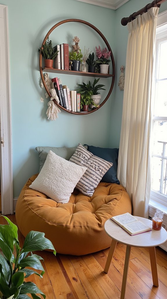 cozy circular reading nook